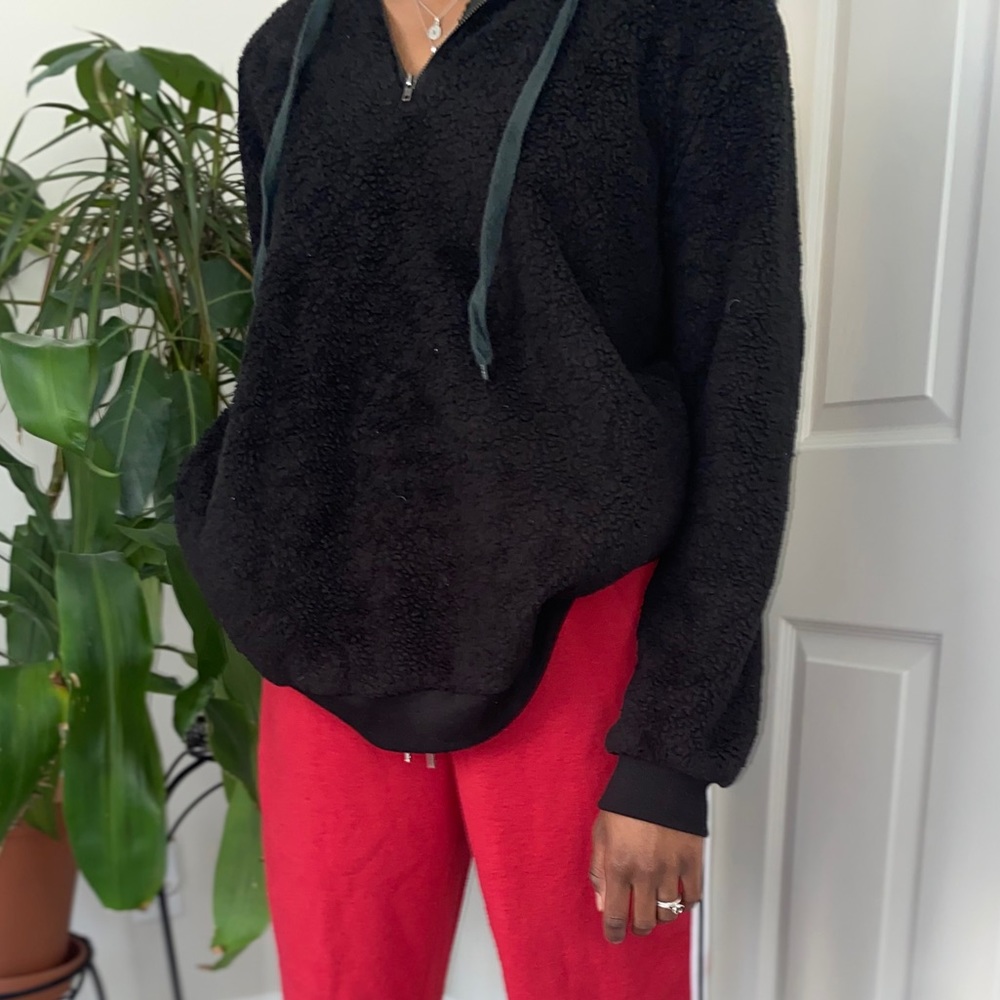 Fuzzy Black Teddy Bear Hoodie